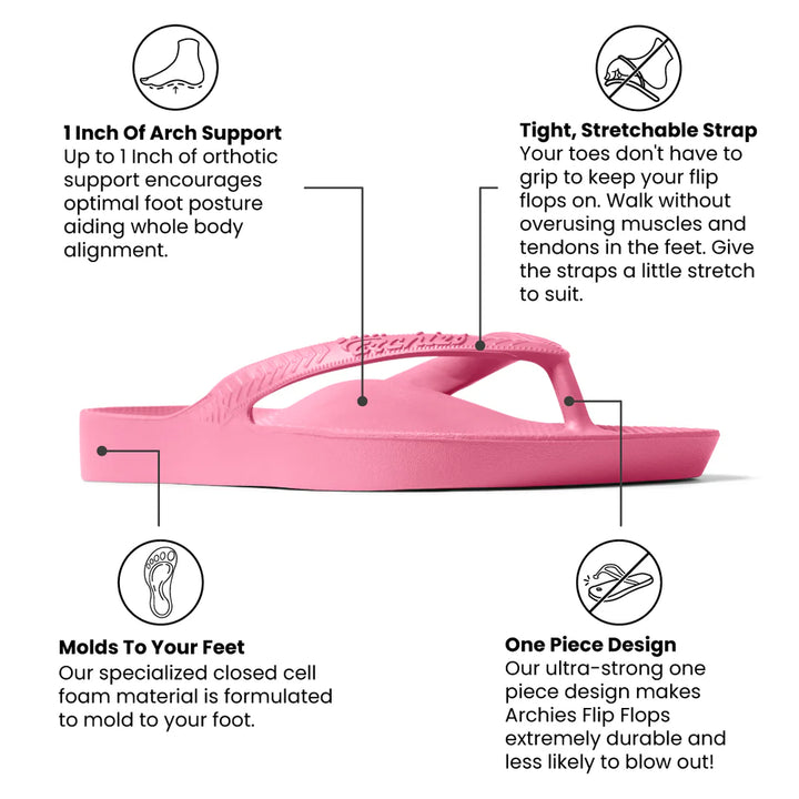 Archies Hot Pink Arch Support Flip Flops