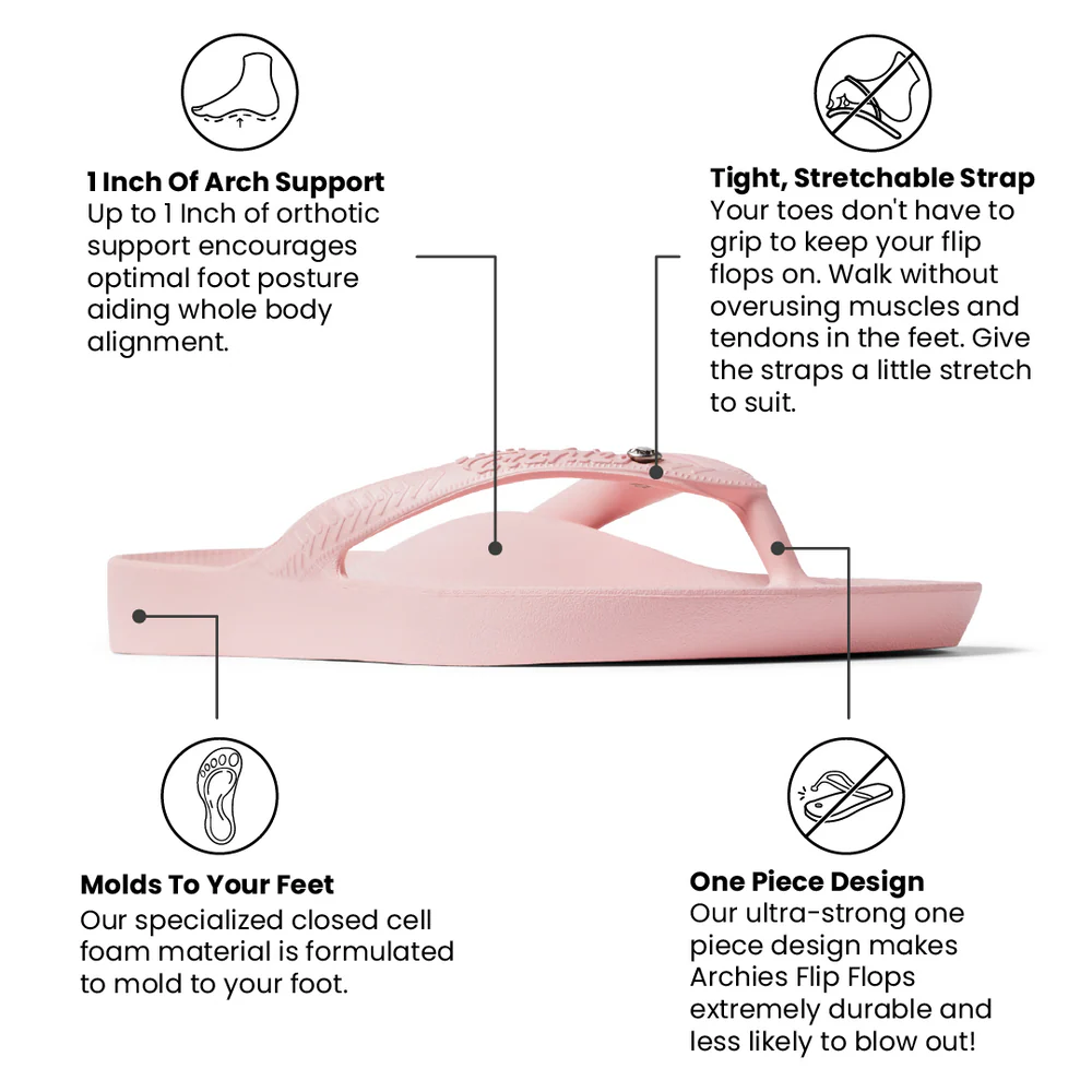 Archies Crystal Pink Arch Support Flip Flops