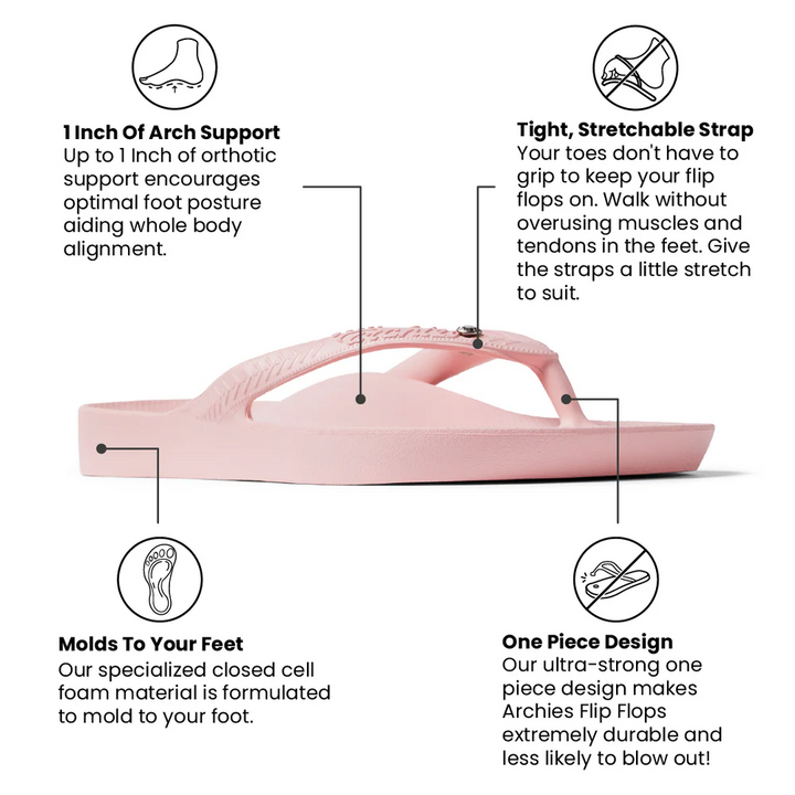 Archies Crystal Pink Arch Support Flip Flops