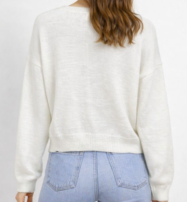 Ivory Double Fish Knit Pullover