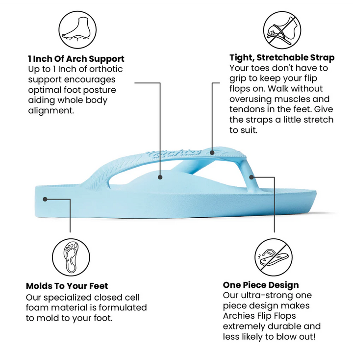 Archies Sky Blue Arch Support Flip Flops