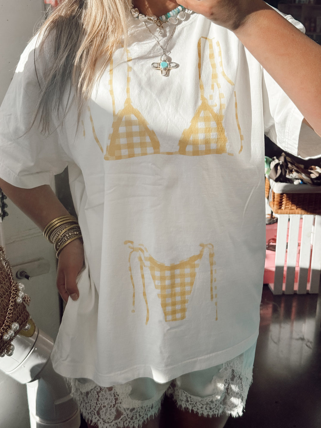 Butter Gingham Bikini Tee