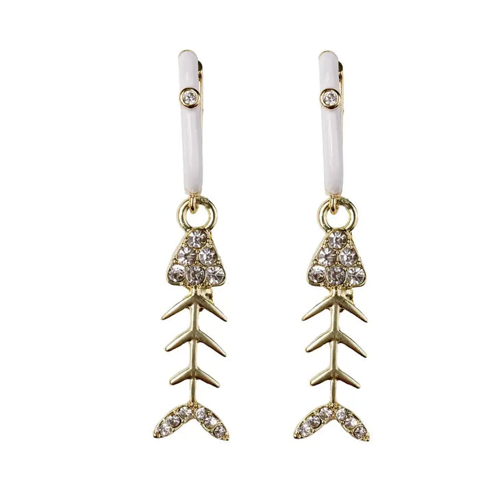 Diamond Capri Bonefish Drop Charm Earrings