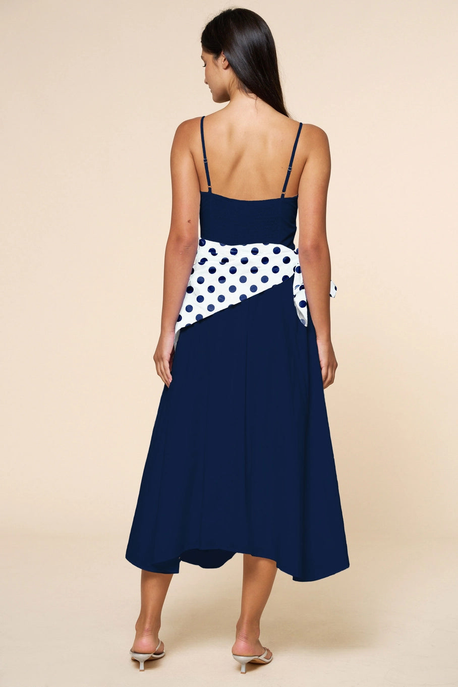 Navy Dress w/ Polka Dot Bandana
