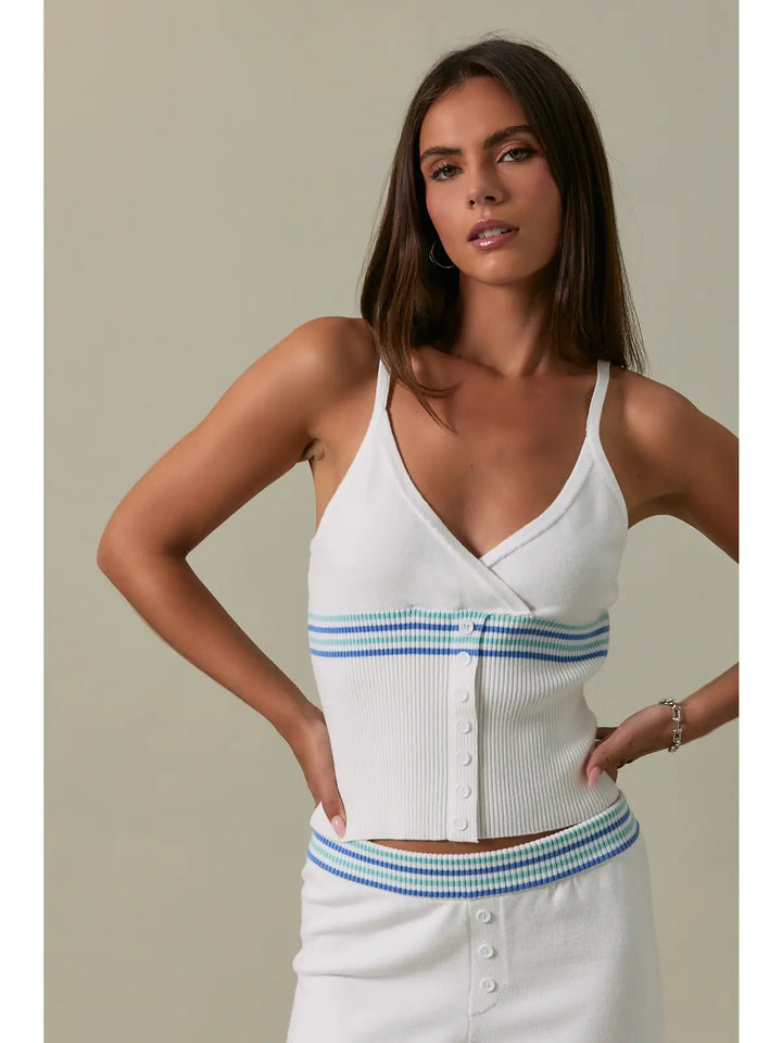Stripe Ribbed Knit Sweater Tank Top