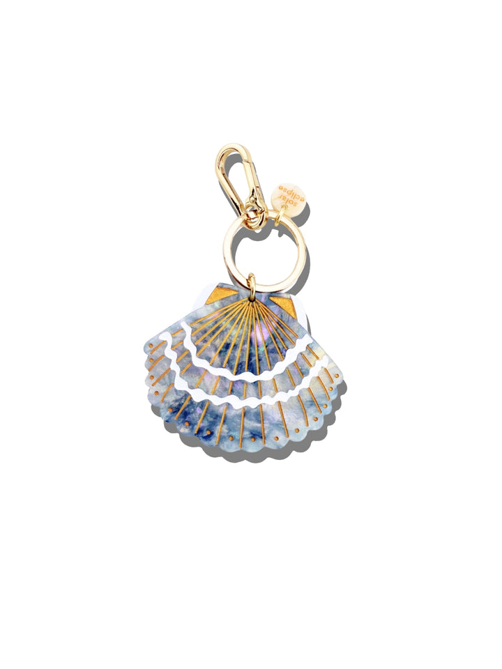 Hand-Painted Seashell Bag Charm + Keychain | Eco-Friendly