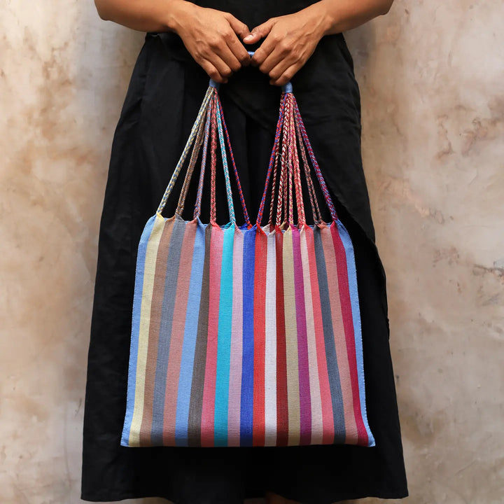 Las Rayas Tote Hand Woven in Chiapas - Nubes