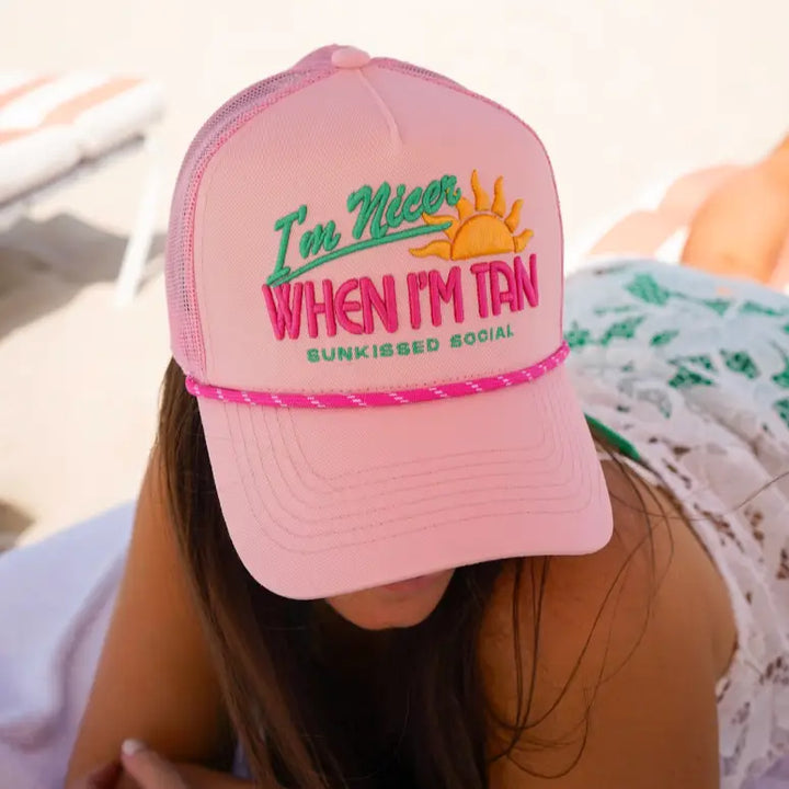 I’M Nicer When I’M Tan - Pink Canvas Trucker