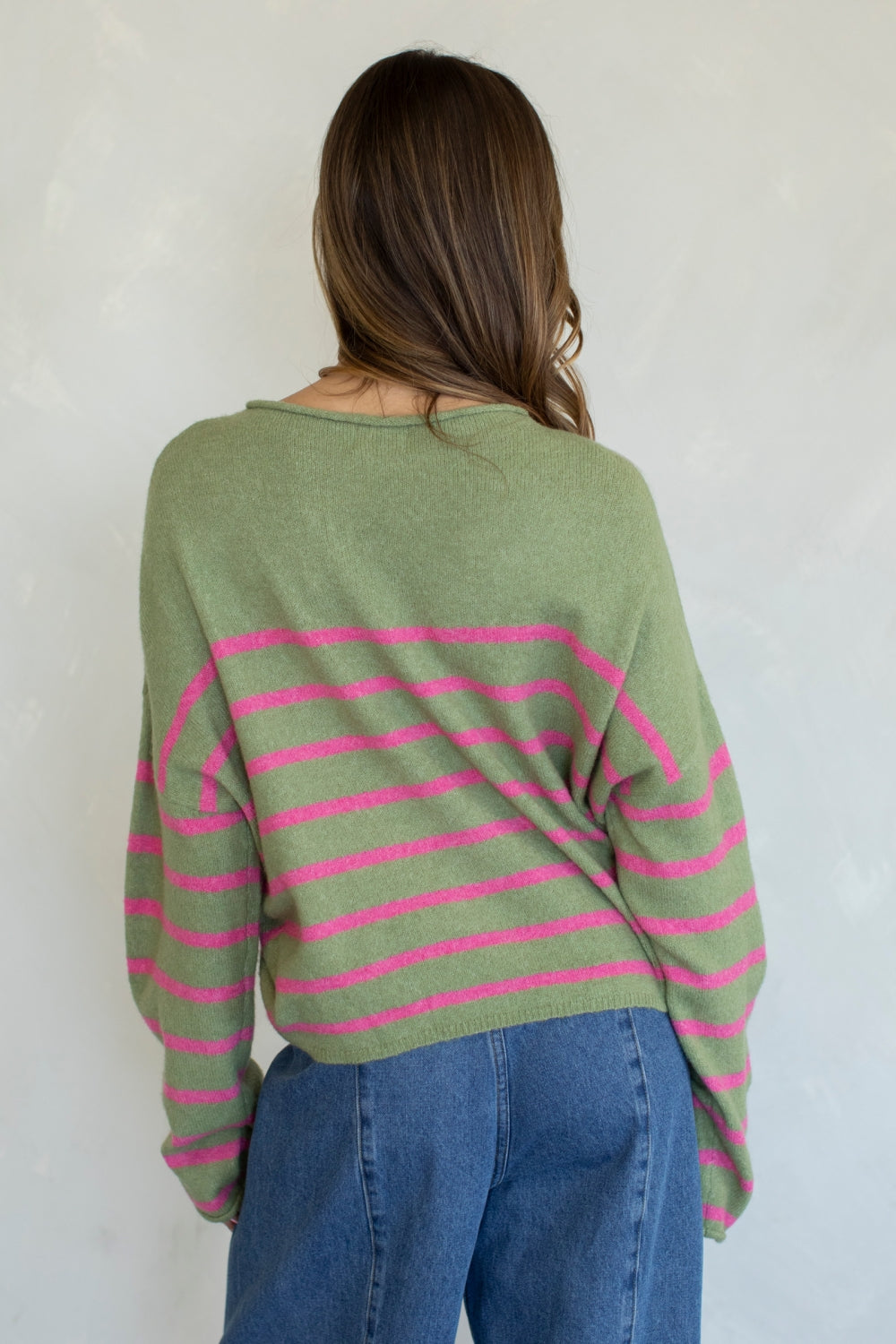 Quarter Striped Piper Pullover - Matcha