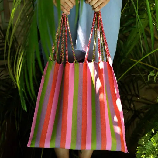 Las Rayas Tote Hand Woven in Chiapas - El Verano