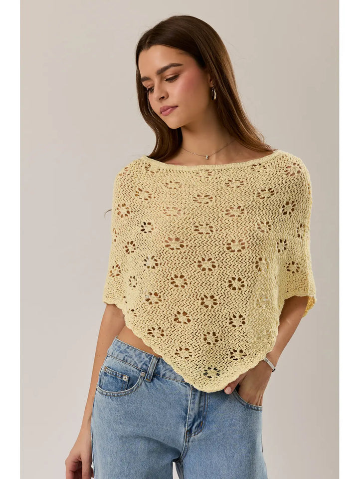 Openwork Detail Sweater Poncho