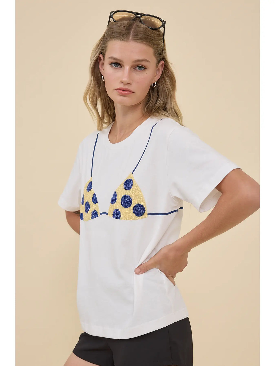 Caviar Bead Polka Dot Bra Graphic Tee