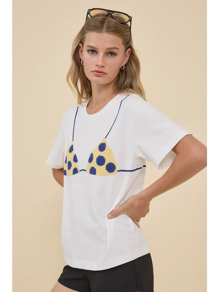 Caviar Bead Polka Dot Bra Graphic Tee