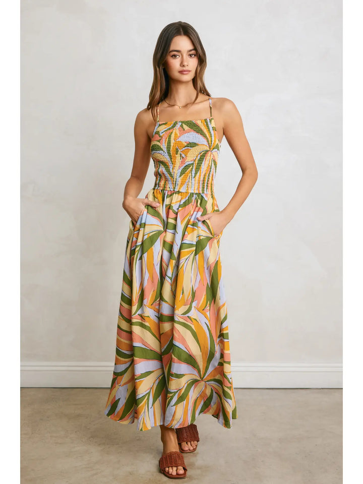Tropical Smocked Maxi Dress