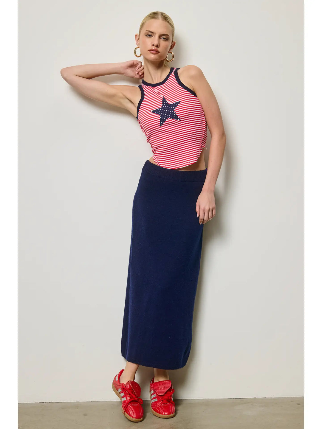 Americana Star Stripe Ribbed Knit Tank Top