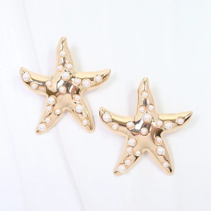 Trieste Pearly Starfish Earring Gold