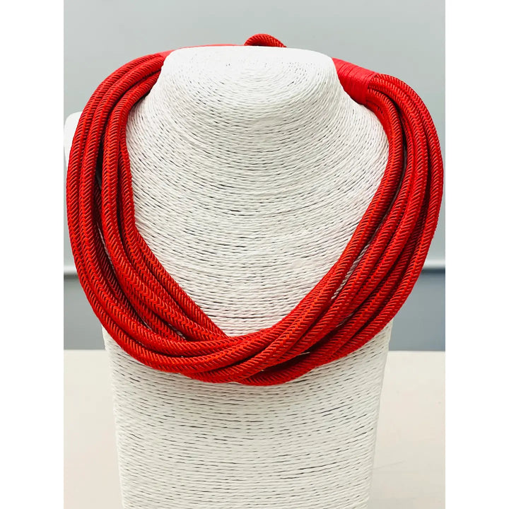 "Original" Slub 8-Strand Cotton Necklace - Red |