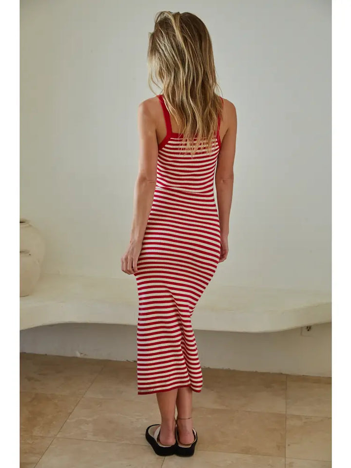 Knit Sweater Viscose Polyester Nylon Striped Dress