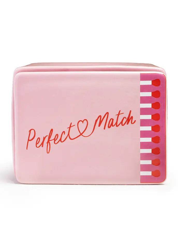 Ceramic Stash Box w/ Lid - Matchbox - "Perfect Match" - Pink