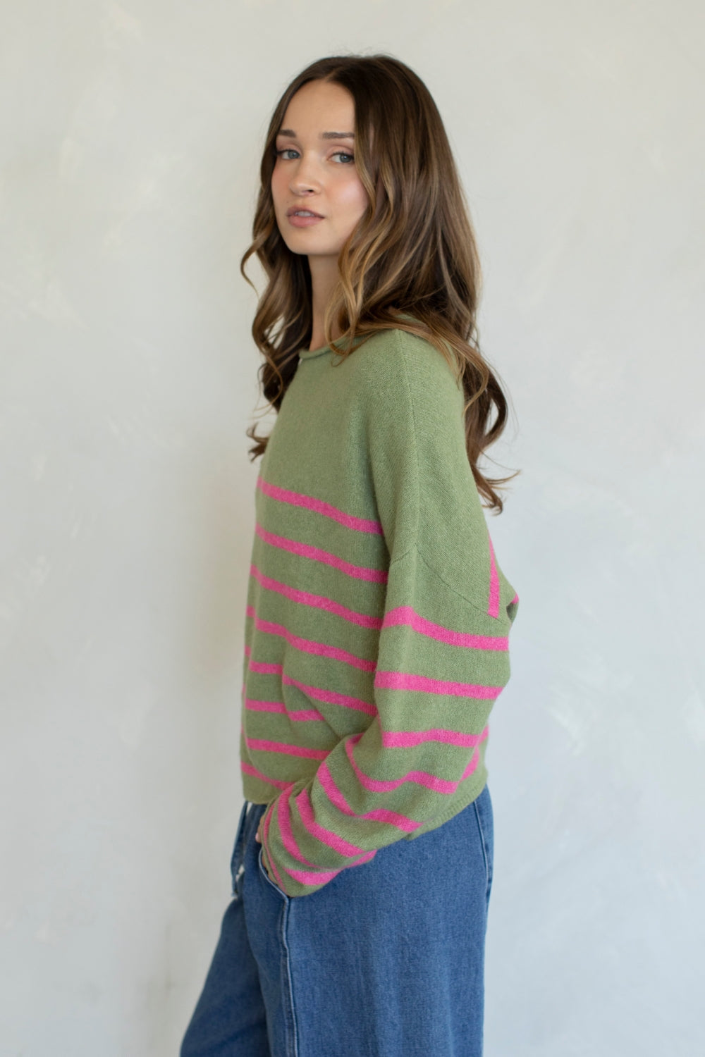 Quarter Striped Piper Pullover - Matcha