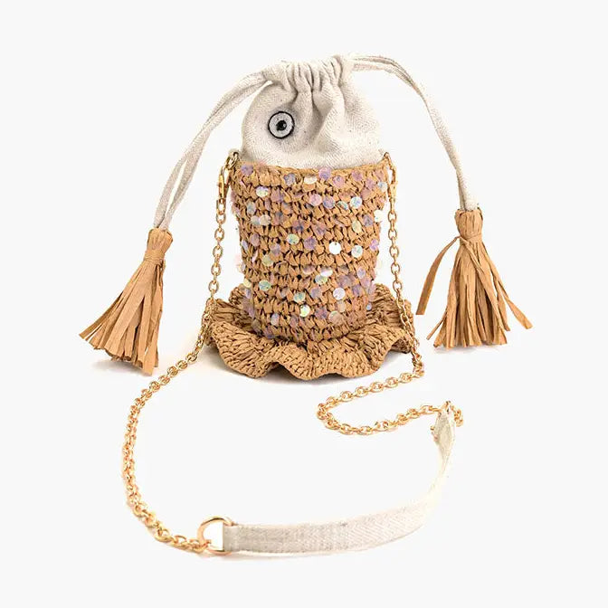 Ocean Whimsy Raffia Fish Bag