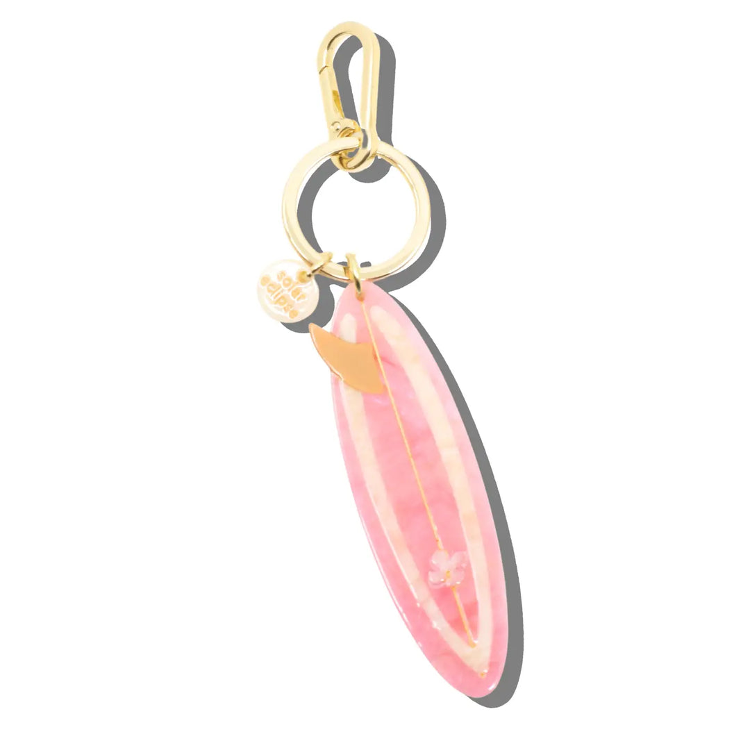 Hand-Painted Surf Board Bag Charm + Keychain | Eco-Friendly
