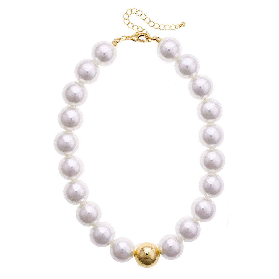 Marjorie Beaded Gumball Necklace in Ivory