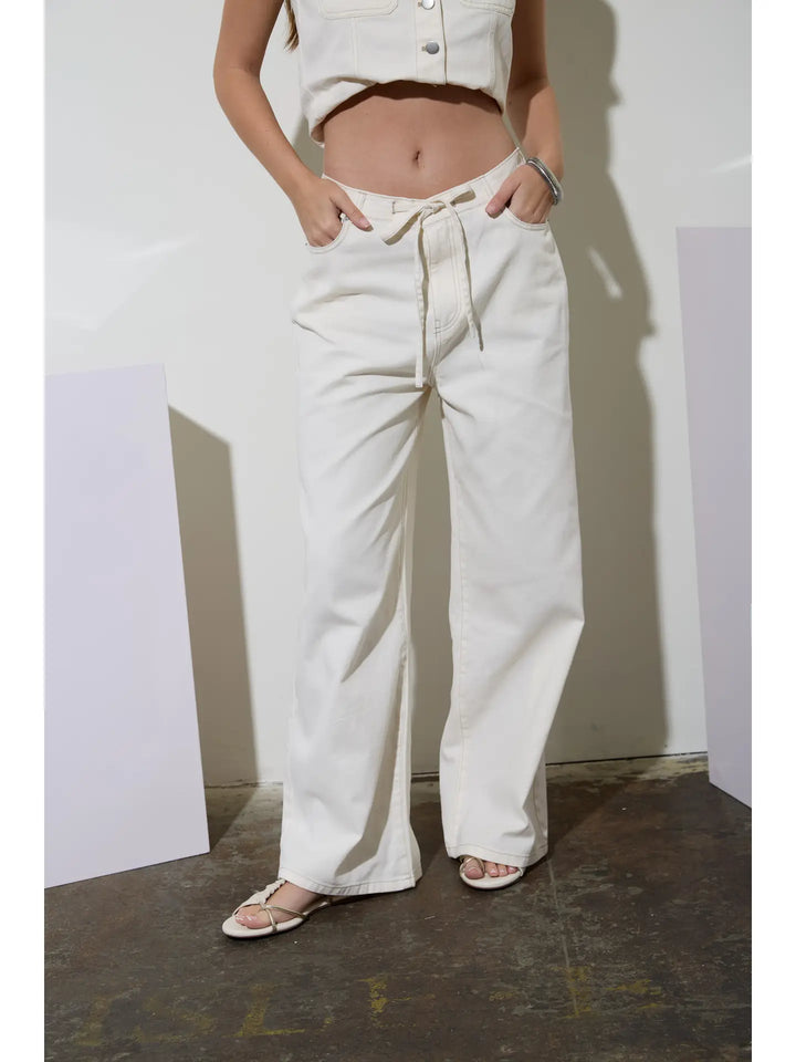 Drawstring Detail Denim Pants