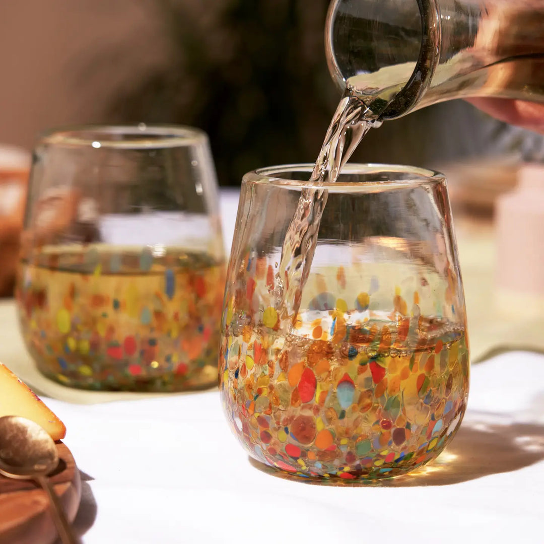 Artistico Recycled Glass Stemless Wine Glasses Set of 2